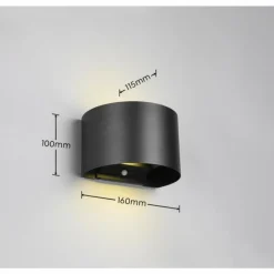 Luminaires Reality Applique murale d'extérieur Reality TALENT LED Noir, 2 lumières, Détecteur de mouvement