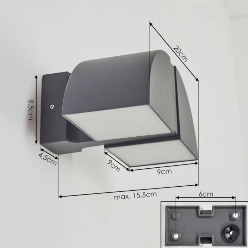 hofstein Applique murale d'extérieur Kontenga LED Anthracite, 2 lumières