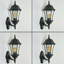 Luminaires Rustiques-hofstein Applique murale d'extérieur Etoe Noir, 1 lumière, Détecteur de mouvement