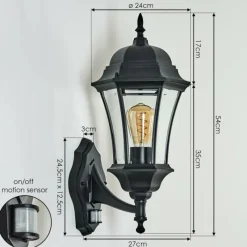 Luminaires Rustiques-hofstein Applique murale d'extérieur Etoe Noir, 1 lumière, Détecteur de mouvement