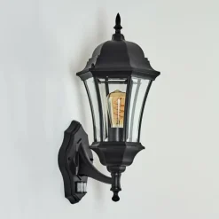 Luminaires Rustiques-hofstein Applique murale d'extérieur Etoe Noir, 1 lumière, Détecteur de mouvement