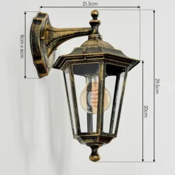 Lampes Dorées-hofstein Applique murale d'extérieur Loria Or, Noir, 1 lumière