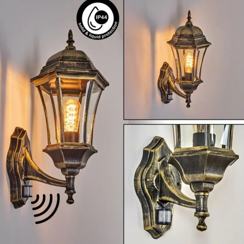 Luminaires Rustiques-hofstein Applique murale d'extérieur Etoe Brun, Or, 1 lumière, Détecteur de mouvement