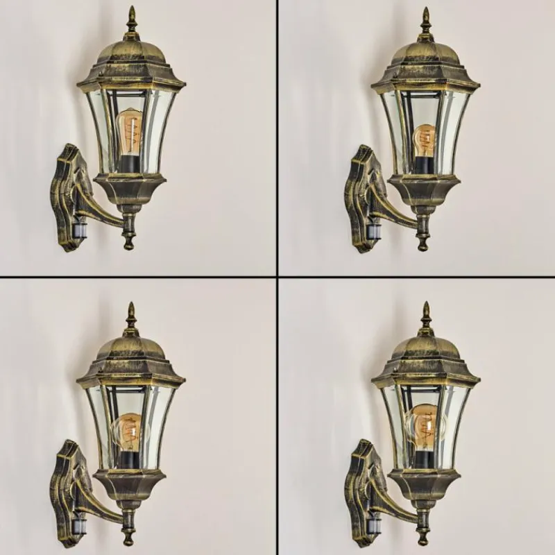 Luminaires Rustiques-hofstein Applique murale d'extérieur Etoe Brun, Or, 1 lumière, Détecteur de mouvement