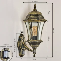 Luminaires Rustiques-hofstein Applique murale d'extérieur Etoe Brun, Or, 1 lumière, Détecteur de mouvement