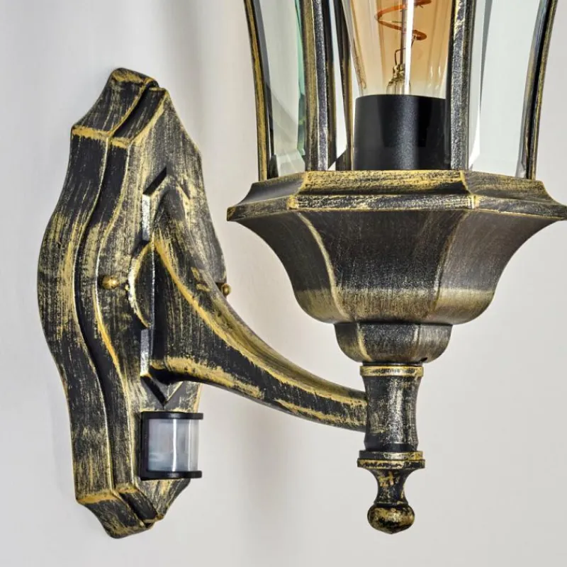 Luminaires Rustiques-hofstein Applique murale d'extérieur Etoe Brun, Or, 1 lumière, Détecteur de mouvement