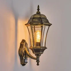 Luminaires Rustiques-hofstein Applique murale d'extérieur Etoe Brun, Or, 1 lumière, Détecteur de mouvement