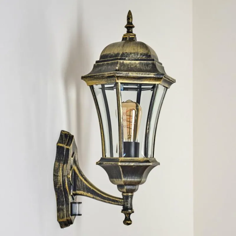 Luminaires Rustiques-hofstein Applique murale d'extérieur Etoe Brun, Or, 1 lumière, Détecteur de mouvement