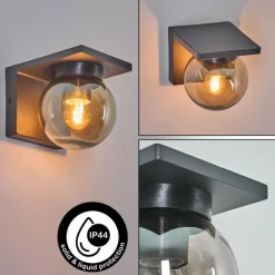 Suspension Verre Fumé-hofstein Applique murale d'extérieur Aquin Anthracite, 1 lumière