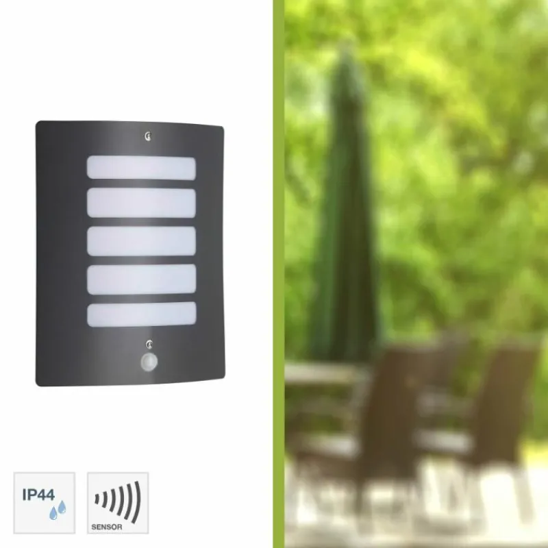 Luminaires Brilliant Applique murale d'extérieur Brilliant Todd Anthracite, 1 lumière, Détecteur de mouvement