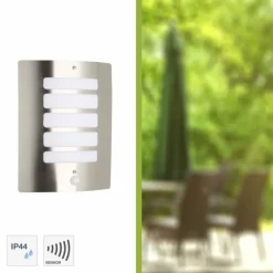 Luminaires Brilliant Applique murale d'extérieur Brilliant Todd Acier inoxydable, 1 lumière, Détecteur de mouvement