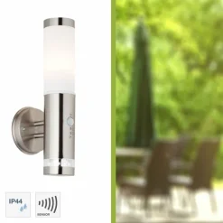 Luminaires Brilliant Applique murale d'extérieur Brilliant Bole Acier inoxydable, 1 lumière, Détecteur de mouvement