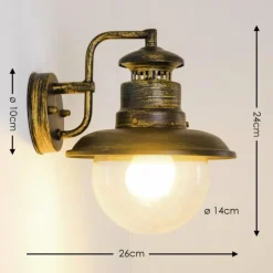 Luminaires Rustiques-hofstein Applique murale d'extérieur Brilliant Artu Brun doré, Noir, 1 lumière