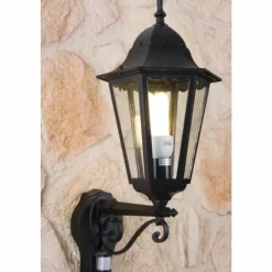 Luminaires Lutec Applique murale d'extérieur LUTEC BRISTOL Noir, Transparent, 1 lumière, Détecteur de mouvement