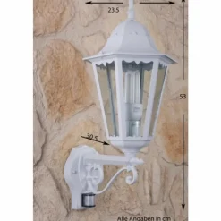 Luminaires Lutec Applique murale d'extérieur LUTEC BRISTOL Transparent, Blanc, 1 lumière, Détecteur de mouvement