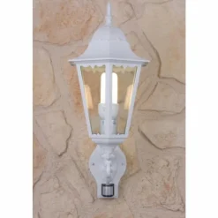 Luminaires Lutec Applique murale d'extérieur LUTEC BRISTOL Transparent, Blanc, 1 lumière, Détecteur de mouvement