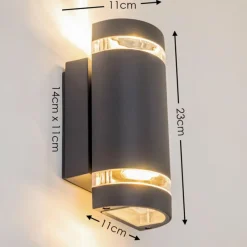 hofstein Applique murale d'extérieur Tagish Anthracite, 2 lumières