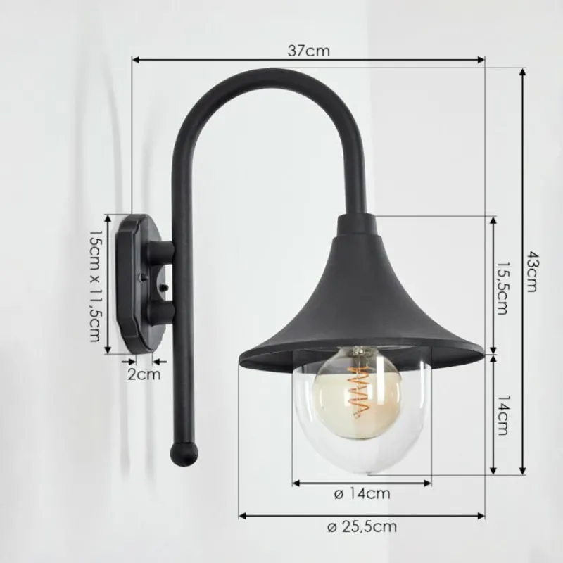 hofstein Applique murale d'extérieur Brilliant Berna Noir, 1 lumière