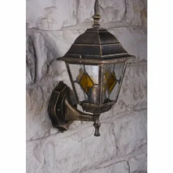 Luminaires Rustiques-hofstein Applique murale d'extérieur Antibes Brun doré, 1 lumière