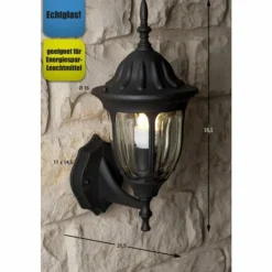 Luminaires Rabalux Applique murale d'extérieur Rabalux Milano Noir, Transparent, 1 lumière