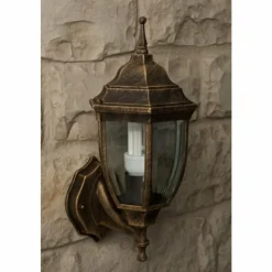 Lampes Dorées-Luminaires Rabalux Applique murale d'extérieur Rabalux Nizza Or, Laiton, Transparent