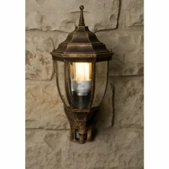 Lampes Dorées-Luminaires Rabalux Applique murale d'extérieur Rabalux Nizza Or, Laiton, Transparent