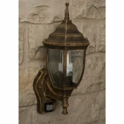 Lampes Dorées-Luminaires Rabalux Applique murale d'extérieur Rabalux Nizza Or, Laiton, Transparent