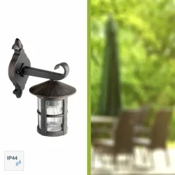 Luminaires Rustiques-Luminaires Brilliant Applique murale d'extérieur Brilliant Jordy Brun, Rouille, Noir, Transparent, 1 lumière