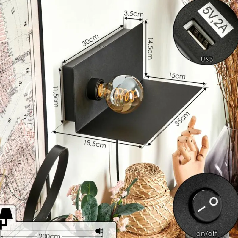 hofstein Applique murale Diamoukope Noir, 1 lumière