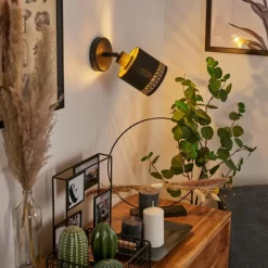 Lampes En Tissu-hofstein Applique murale Ecuador Noir, 1 lumière