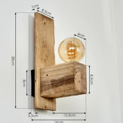 Lampes Vintages & Rétros-hofstein Applique murale Edna Bois clair, Noir, 1 lumière