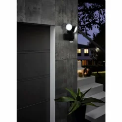 Luminaires Eglo Applique murale EGLO CASABAS LED Noir, 2 lumières, Détecteur de mouvement