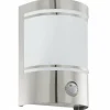 Luminaires Eglo Applique murale Eglo CERNO Acier inoxydable, 1 lumière, Détecteur de mouvement