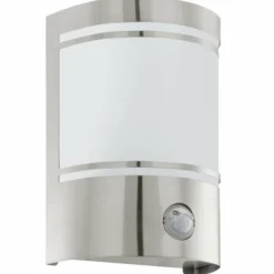 Luminaires Eglo Applique murale Eglo CERNO Acier inoxydable, 1 lumière, Détecteur de mouvement