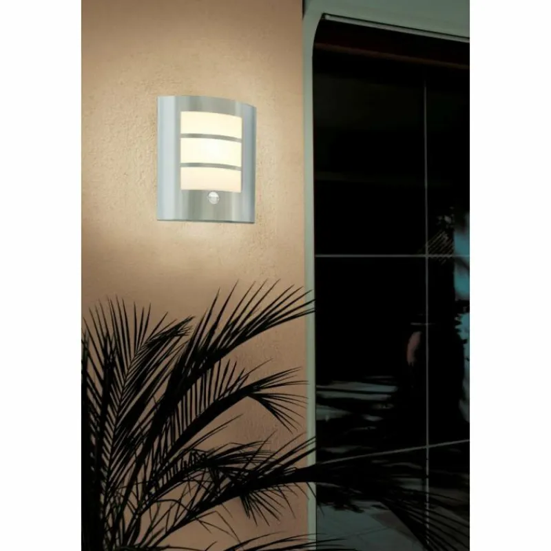 Luminaires Eglo Applique murale Eglo CITY Acier inoxydable, Détecteur de mouvement