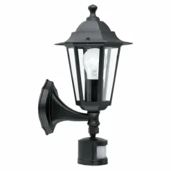 Luminaires Rustiques-Luminaires Eglo Applique murale Eglo LATERNA 4 Noir, 1 lumière, Détecteur de mouvement