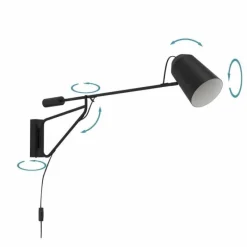 Luminaires Eglo Applique murale Eglo LORETO Noir, Blanc, 1 lumière* Appliques