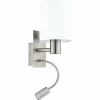 Lampes En Tissu-Luminaires Eglo Applique murale Eglo PASTERI LED Nickel mat, 2 lumières