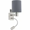 Lampes En Tissu-Luminaires Eglo Applique murale Eglo PASTERI LED Nickel mat, 2 lumières