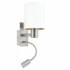 Lampes En Tissu-Luminaires Eglo Applique murale Eglo PASTERI LED Nickel mat, 2 lumières