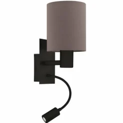 Lampes En Tissu-Luminaires Eglo Applique murale Eglo PASTERI LED Noir, 2 lumières