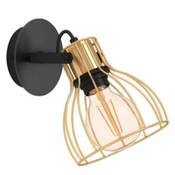 Lampes Industrielles-Luminaires Eglo Applique murale Eglo SAMBATELLO Laiton, Noir, 1 lumière