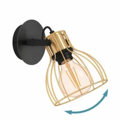 Lampes Industrielles-Luminaires Eglo Applique murale Eglo SAMBATELLO Laiton, Noir, 1 lumière