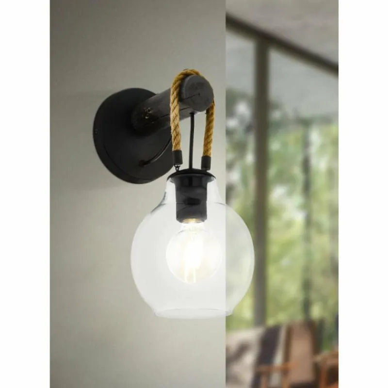Lampes Vintages & Rétros-Luminaires Eglo Applique murale Eglo-Leuchten RODING Brun, Noir, 1 lumière
