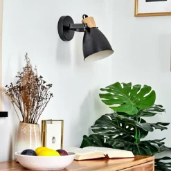 hofstein Applique murale Elm Anthracite, Bois clair, 1 lumière