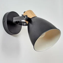 hofstein Applique murale Elm Anthracite, Bois clair, 1 lumière