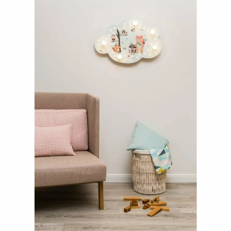 Lampes En Bois-Luminaires Elobra Applique murale Elobra LITTLE INDIANS Vert, 5 lumières