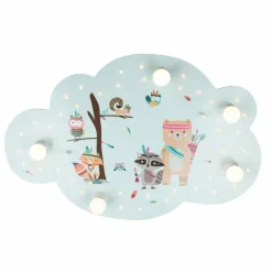 Lampes En Bois-Luminaires Elobra Applique murale Elobra LITTLE INDIANS Vert, 5 lumières