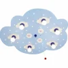 Lampes En Bois-Luminaires Elobra Applique murale Elobra SCHÄFCHENWOLKE Bleu, 6 lumières