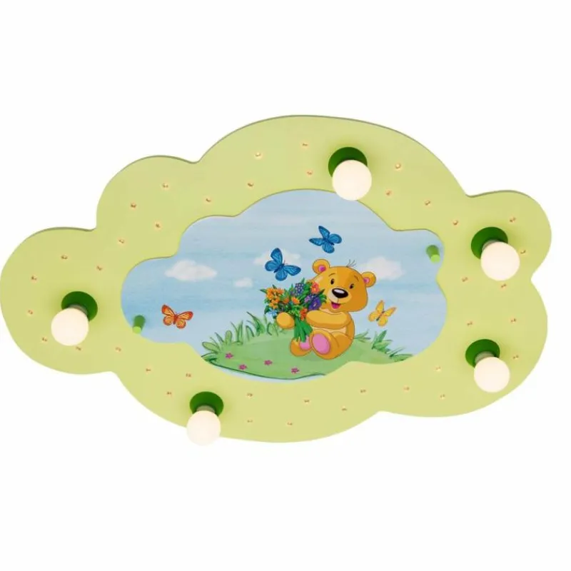 Lampes En Bois-Luminaires Elobra Applique murale Elobra TEDDYBÄR Vert, 5 lumières